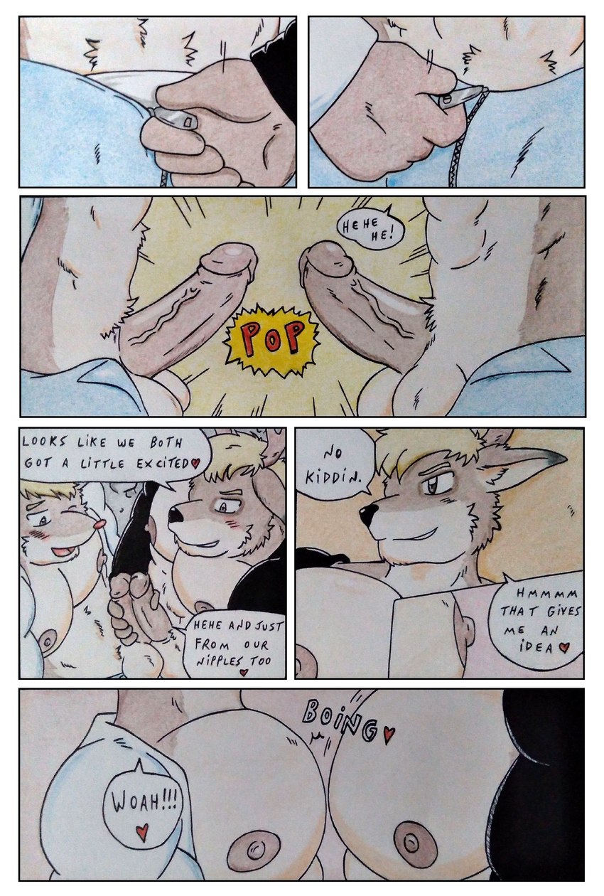 5_fingers abs alley anthro antlers aroused athletic athletic_anthro athletic_male balls balls_touching base_four_layout big_pecs blockage_(layout) blonde_hair blush blush_lines bodily_fluids bottomwear bouncing_pecs brown_body brown_eyes brown_fur brown_nipples clothed clothing comic_panel confident dialogue duo erect_nipples erection fingers four_row_layout frottage fur genitals hair heart_symbol horizontal_blockage horn huge_pecs humanoid_genitalia humanoid_penis jacket leather leather_clothing leather_jacket leather_topwear male male/male manly muscular nipples obliques onomatopoeia open_bottomwear open_clothing open_pants pants pec_frottage pecs pecs_frottage pecs_touching penile penis public public_nudity public_sex red_nose sex six_frame_image sound_effects speech_bubble text topwear unzipped unzipping unzipping_pants zipper dashthefox rudolph_the_red-nosed_reindeer:_the_movie arrow_(rudolph) rudolph_the_red-nosed_reindeer deer mammal new_world_deer reindeer absurd_res comic english_text hi_res traditional_media_(artwork) cousins_(lore) incest_(lore)