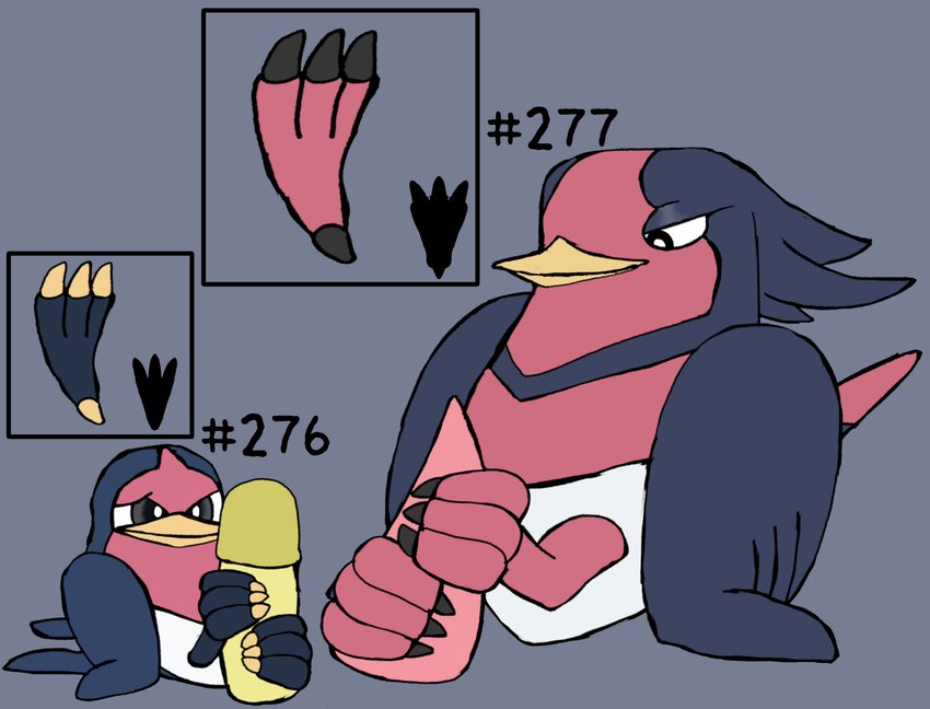 3_toes ambiguous_gender avian_feet erection feet feral foot_fetish foot_play footjob genitals group hashtag id_number male number penis sex simple_background tapering_penis text toes secretsableye nintendo pokemon generation_3_pokemon pokemon_(species) swellow taillow digital_media_(artwork) hi_res