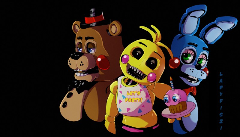 toy bonnie, toy chica, and toy freddy (five nights at freddy's 2 and etc) created by fiszi