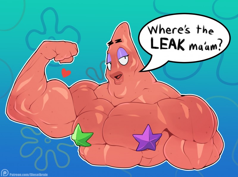 abs anthro biceps blue_background dialogue flexing flower flower_cloud_(spongebob) half-closed_eyes heart_symbol humor lips looking_at_viewer makeup male mascara muscular muscular_anthro muscular_male narrowed_eyes pecs pink_body pink_skin plant simple_background solo speech_bubble starfish_(accessory) starfish_bra text thick_lips triceps dieselbrain nickelodeon spongebob_squarepants patrick_star ambient_sealife ambient_starfish asteriid asterozoan echinoderm marine pink_sea_star pisaster starfish 2017 digital_media_(artwork) english_text hi_res