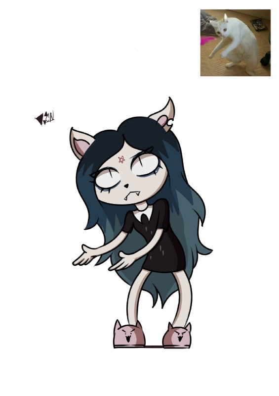 anthro clothed clothing female footwear fully_clothed occult_symbol pentagram shoes slippers solo standing symbol kcn cartoon_hangover the_summoning claire_(the_summoning) domestic_cat felid feline felis mammal 2019 hi_res meme multiple_images