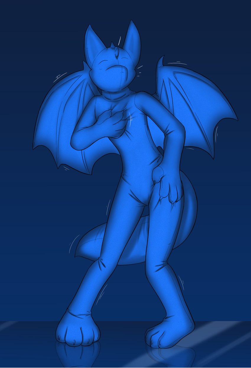 anthro featureless_crotch featureless_face male plantigrade solo standing tail wings zentai naughtycatnick mythology canid canine canis dragon mammal mythological_creature mythological_scalie scalie wolf hi_res