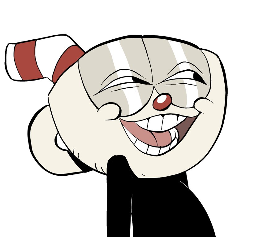 clothed clothing drinking_straw for_a_head funny_face male solo bnm6517 cuphead_(game) cuphead_(character) humanoid object_head