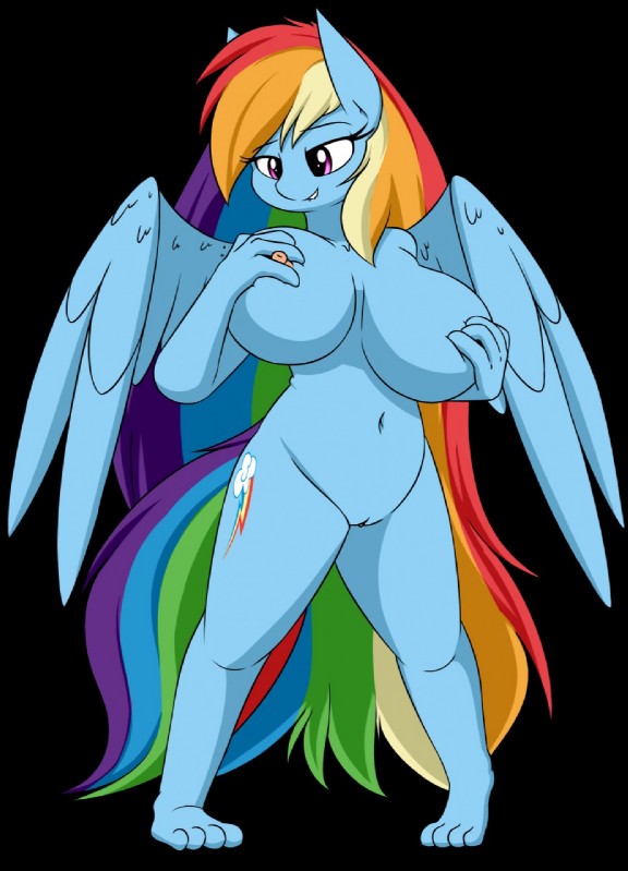 anthro anthrofied big_breasts black_background breasts female fondling fur genitals hair hand_on_breast holding_breast long_hair multicolored_hair nipples nude pussy rainbow_hair self_fondle simple_background smile solo standing wings gamepony-verysecret randomdrawpony rice_(artist) ricederp friendship_is_magic hasbro my_little_pony mythology rainbow_dash_(mlp) equid equine horse mammal mythological_creature mythological_equine pegasus pony hi_res