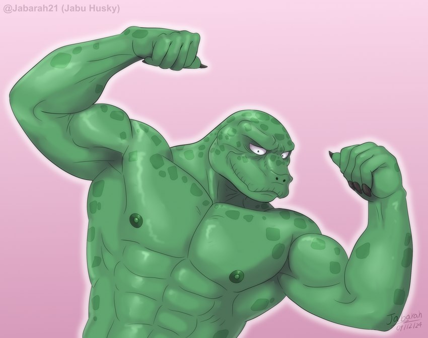 abs anthro male muscular muscular_anthro muscular_male nipples non-mammal_nipples pecs solo jabuhusky beastars gosha_(beastars) komodo_dragon lizard monitor_lizard reptile scalie hi_res