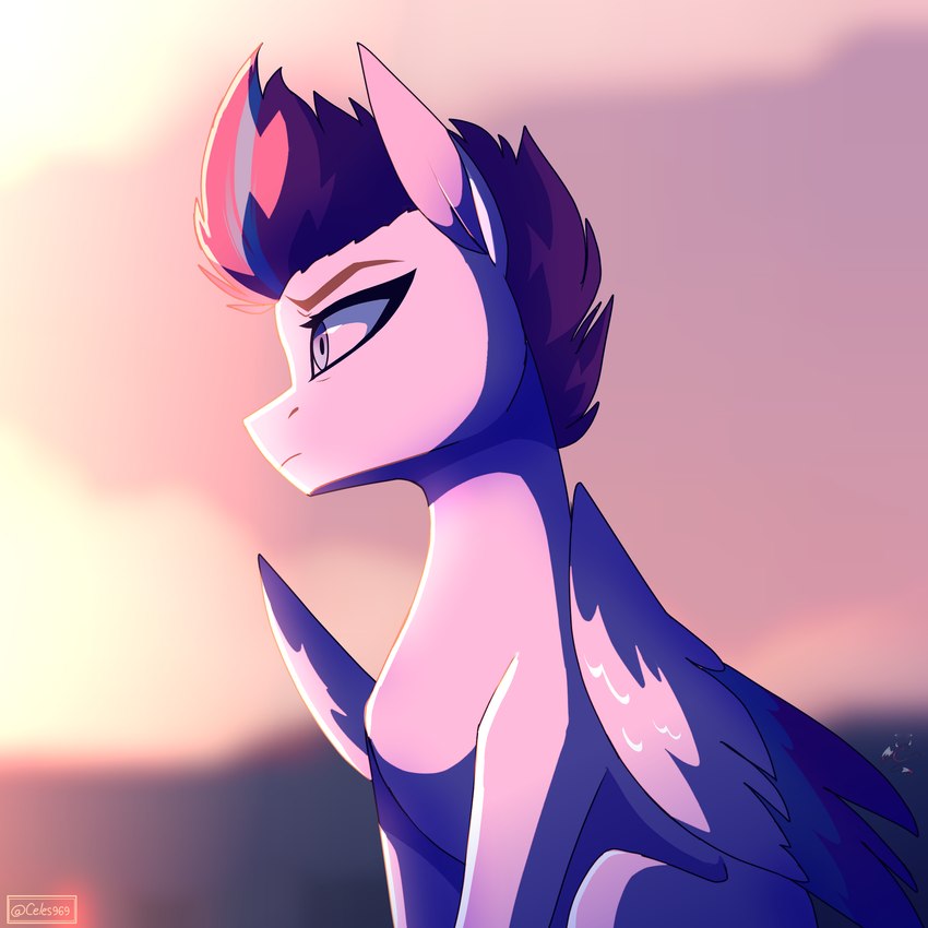 blue_eyes female solo sunset wings celes-969 hasbro mlp_g5 my_little_pony mythology zipp_storm_(mlp) equid equine mammal mythological_creature mythological_equine pegasus 1:1 absurd_res hi_res