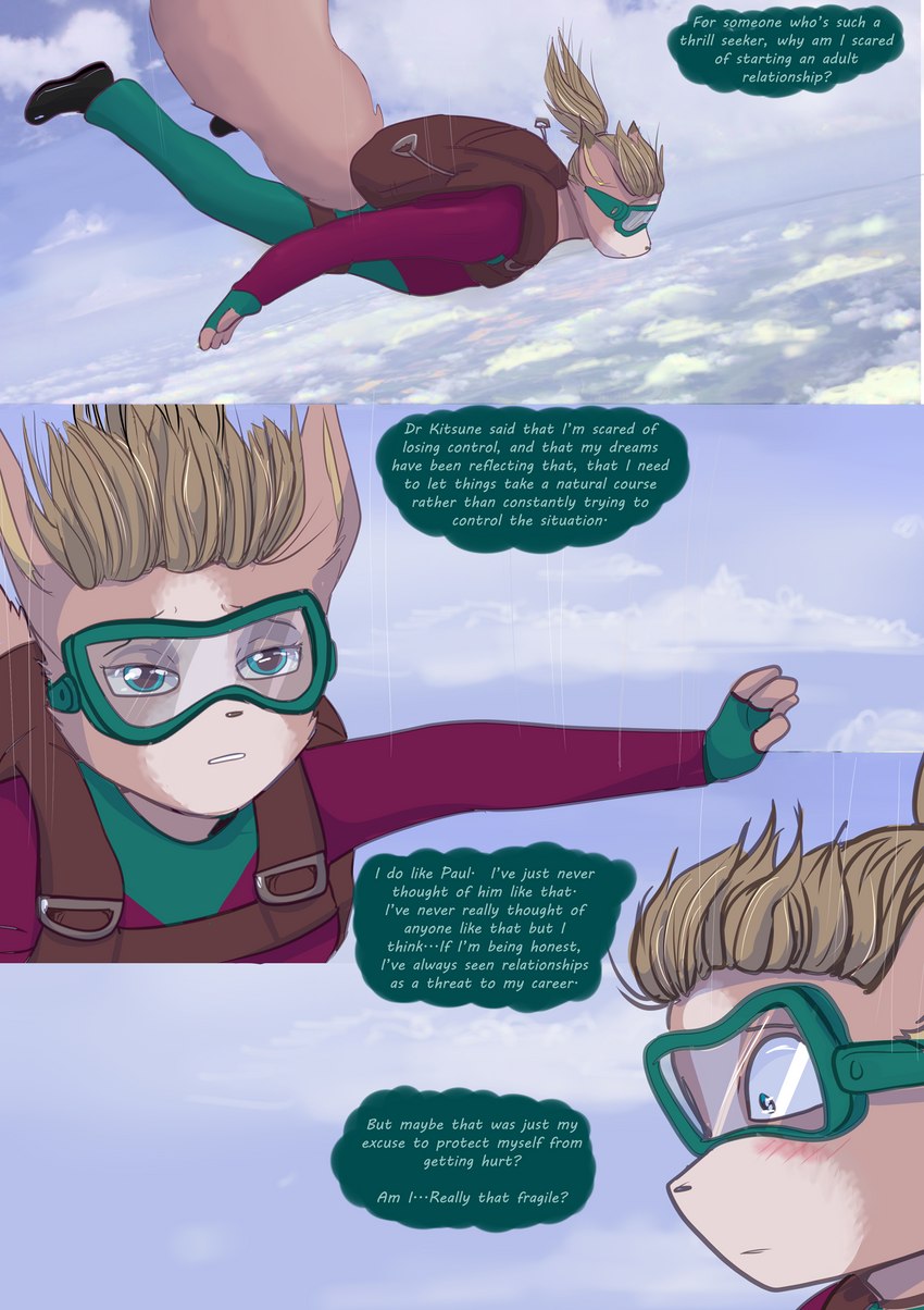 cloud detailed_background female fur goggles_on_face hair outside skydiving solo tail text thought_bubble babystar gemma_polson mammal rodent sciurid tree_squirrel 2023 comic english_text hi_res