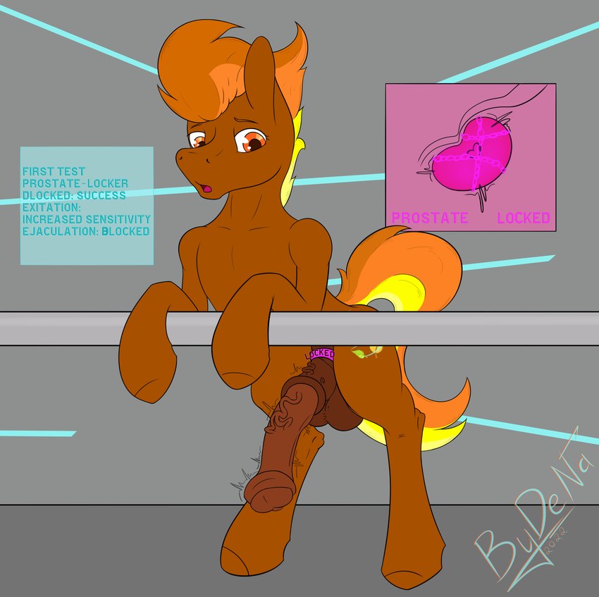 balls cutie_mark feral genitals male nude orange_eyes orgasm_denial penis prostate prostate-locker simple_background solo wings bydena hasbro my_little_pony mythology fan_character equid equine horse mammal mythological_creature mythological_equine pegasus pony absurd_res colored flat_colors full-length_portrait hi_res portrait