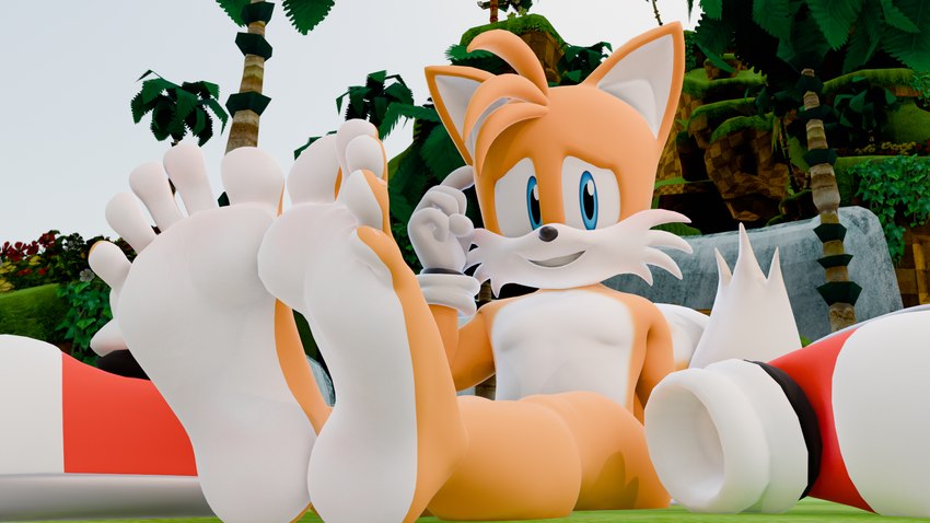 5_toes anthro bashful feet foot_fetish foot_focus humanoid_feet male nude outside plantigrade shoes_removed sitting solo toes twintails3d sega sonic_the_hedgehog_(series) miles_prower canid canine fox mammal 16:9 3d_(artwork) digital_media_(artwork) hi_res widescreen