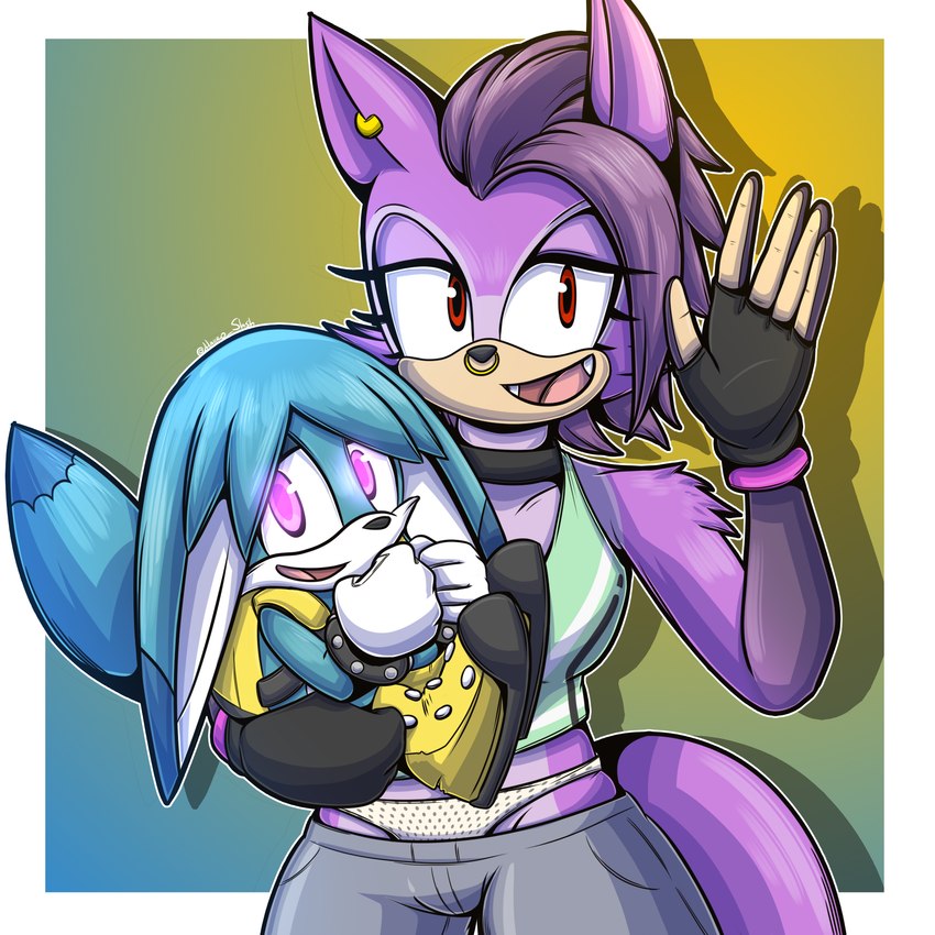 anthro black_clothing black_fingerless_gloves black_gloves black_handwear carrying_person clothing duo fingerless_gloves gloves handwear happy holding_another humanoid_hands polka_dot_panties sagging_pants size_difference tail haiiroslash idw_publishing sega sonic_the_hedgehog_(comics) sonic_the_hedgehog_(idw) sonic_the_hedgehog_(series) bre_the_kangaroo_(sonic_oc) kitsunami_the_fennec 1:1 digital_drawing_(artwork) digital_media_(artwork) hi_res shaded