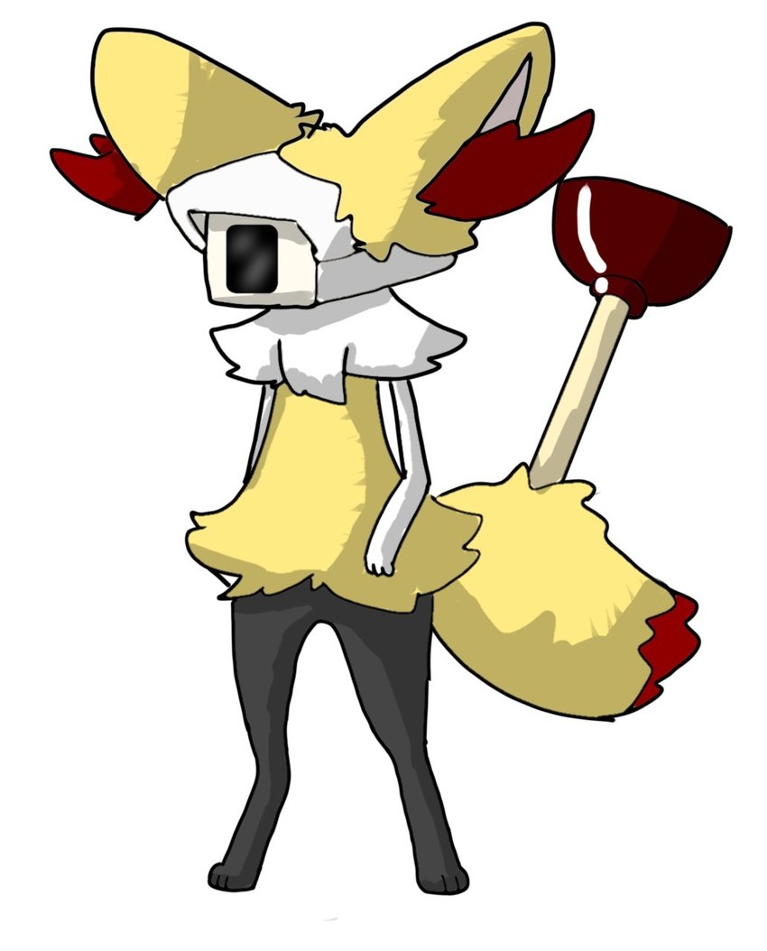 biped black_body black_fur camera digitigrade fur male plunger security security_camera tail white_body white_fur yellow_body yellow_fur yellow_tail borka_artist nintendo pokemon camera_braixen animate_inanimate braixen camera_head generation_6_pokemon humanoid hybrid pokemon_(species) hi_res