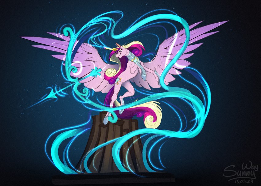 archer armor concept female feral flying horn magic princess royalty solo spell spread_wings wings sunny_way friendship_is_magic hasbro my_little_pony mythology princess_cadance_(mlp) equid equine mammal mythological_creature mythological_equine winged_unicorn concept_art digital_media_(artwork) hi_res