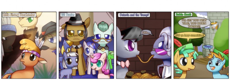 clothing cutie_mark dialogue eyewear female feral glasses hat headgear headwear horn text young young_feral bukoya disney friendship_is_magic hasbro my_little_pony mythology braeburn_(mlp) chief_thunderhooves_(mlp) cloudy_quartz_(mlp) hoity_toity_(mlp) igneous_rock_(mlp) limestone_pie_(mlp) little_strongheart_(mlp) octavia_(mlp) sheriff_silverstar_(mlp) snails_(mlp) snips_(mlp) american_bison bison bovid bovine earth_pony equid equine horse mammal mythological_creature mythological_equine pony unicorn 2011 comic crossover english_text