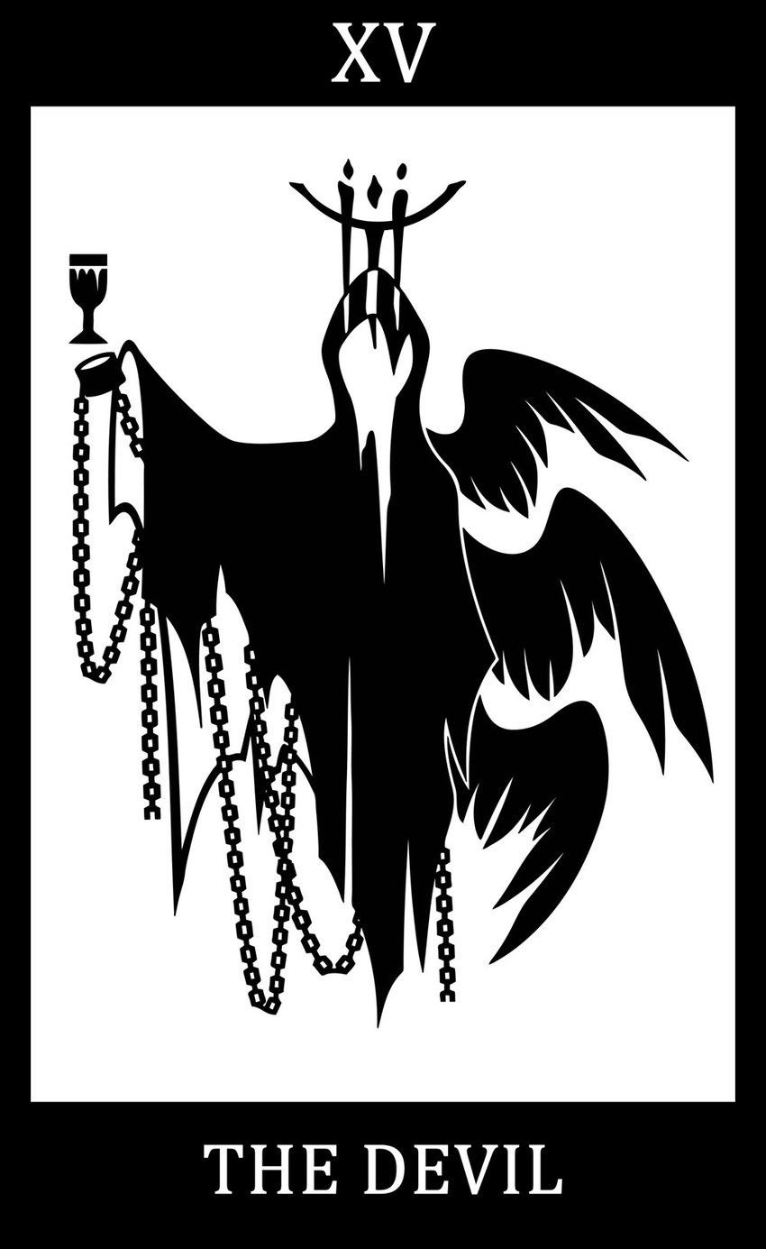 3_wings ambiguous_gender back_wings black_border border candle candle_on_head card chain cloak clothing container cuff_(restraint) cup feathered_wings feathers goblet hip_wings invisible lit_candle major_arcana multi_wing number raised_arm restraints roman_numeral shackles silhouette simple_background solo spread_wings tarot tarot_card text the_devil_(tarot) unusual_wing_placement white_background white_text wings sunnyclockwork bloodborne fromsoftware sony_corporation sony_interactive_entertainment formless_odeon great_ones_(bloodborne) humanoid winged_humanoid 2016 black_and_white digital_drawing_(artwork) digital_media_(artwork) english_text hi_res monochrome