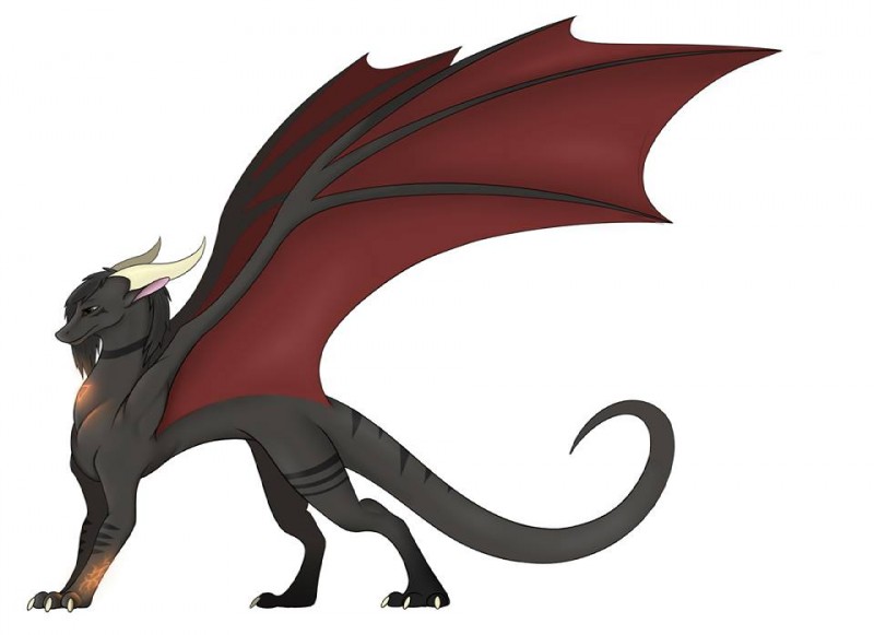 ambiguous_gender black_body brown_eyes claws dewclaw feet feral hair hindpaw horn paws quadruped shadow solo standing tail wings slashner mythology mentreth dragon mythological_creature mythological_scalie scalie