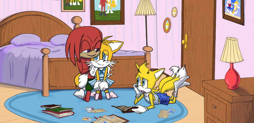 anthro bottomwear boxers_(clothing) clothed clothing crossdressing family footwear group husband legwear male male/male pajamas sailor shorts skirt sleepwear socks stockings underwear uniform wife kitsune2000 archie_comics sega sonic_the_hedgehog_(archie) sonic_the_hedgehog_(comics) sonic_the_hedgehog_(series) knuckles_the_echidna miles_prower skye_prower canid canine echidna fox mammal monotreme hi_res father_(lore) parent_(lore) son_(lore)