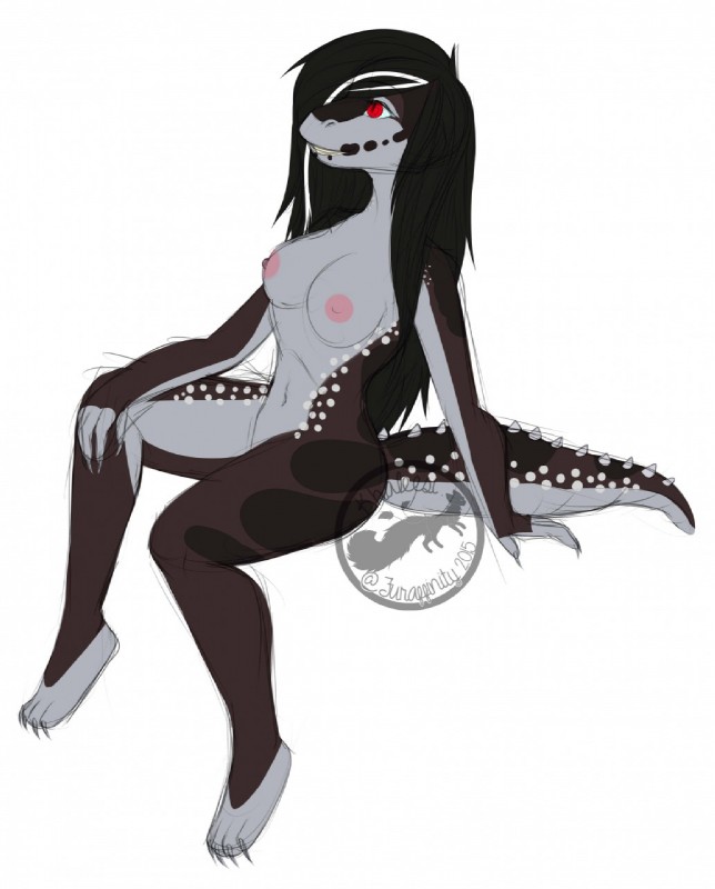 anthro areola breasts featureless_crotch female navel nipples non-mammal_breasts non-mammal_nipples nude simple_background smile solo tail teeth white_background magic_(artist) crocodile crocodilian reptile scalie hi_res