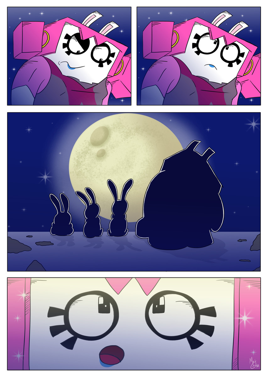 4_panel_comic amazed ambiguous_anthro ambiguous_gender anthro bent_arm black_eyelids black_eyes blue_lipstick blue_sky boots bracelet breasts closed_frown clothed clothed_anthro clothed_female clothing curious eyelashes female female_anthro fingers footwear frown fur grey_bracelet grey_wrestling_singlet group hair jewelry larger_anthro larger_female light lipstick long_ears looking_at_another looking_down looking_up lying lying_on_ground makeup mitten_hands moon mouth_closed night noseless nude_ambiguous nude_anthro on_front on_ground open_mouth outside pigtails pink_clothing pink_hair pink_shirt pink_topwear punch question_mark red_tongue rock shirt shoes sitting sitting_on_ground size_difference sky smaller_ambiguous smaller_anthro smile sound_effects sparkles sparkling_eyes square_eyes star starry_sky tan_inner_ear text tongue topwear white_body white_fur wrestling_singlet yellow_hair_tie mrgametv1994 mario_plus_rabbids_sparks_of_hope nintendo raving_rabbids rayman_(series) ubisoft bedrock_(mario_plus_rabbids) elemental_creature hybrid lagomorph mammal mineral_fauna rabbid rock_creature 2023 absurd_res colored comic digital_media_(artwork) english_description hi_res lighting shaded signature