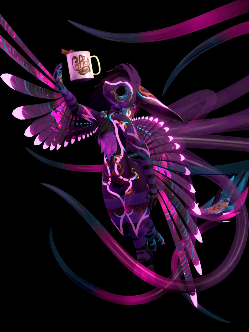 3_fingers 4_ears anthro arm_warmers armwear beverage claws clothing coffee coffee_mug container cup digitigrade feathered_wings feathers fingers leg_warmers legwear male mug multi_ear purple_body purple_feathers simple_background solo tail tail_feathers tentacles translucent translucent_clothing translucent_tentacles transparent_background warmers winged_arms wings harbalarm blender_cycles harbalarm_(character) avali avian eldritch_abomination 3:4 3d_(artwork) alpha_channel blender_(artwork) digital_media_(artwork) hi_res