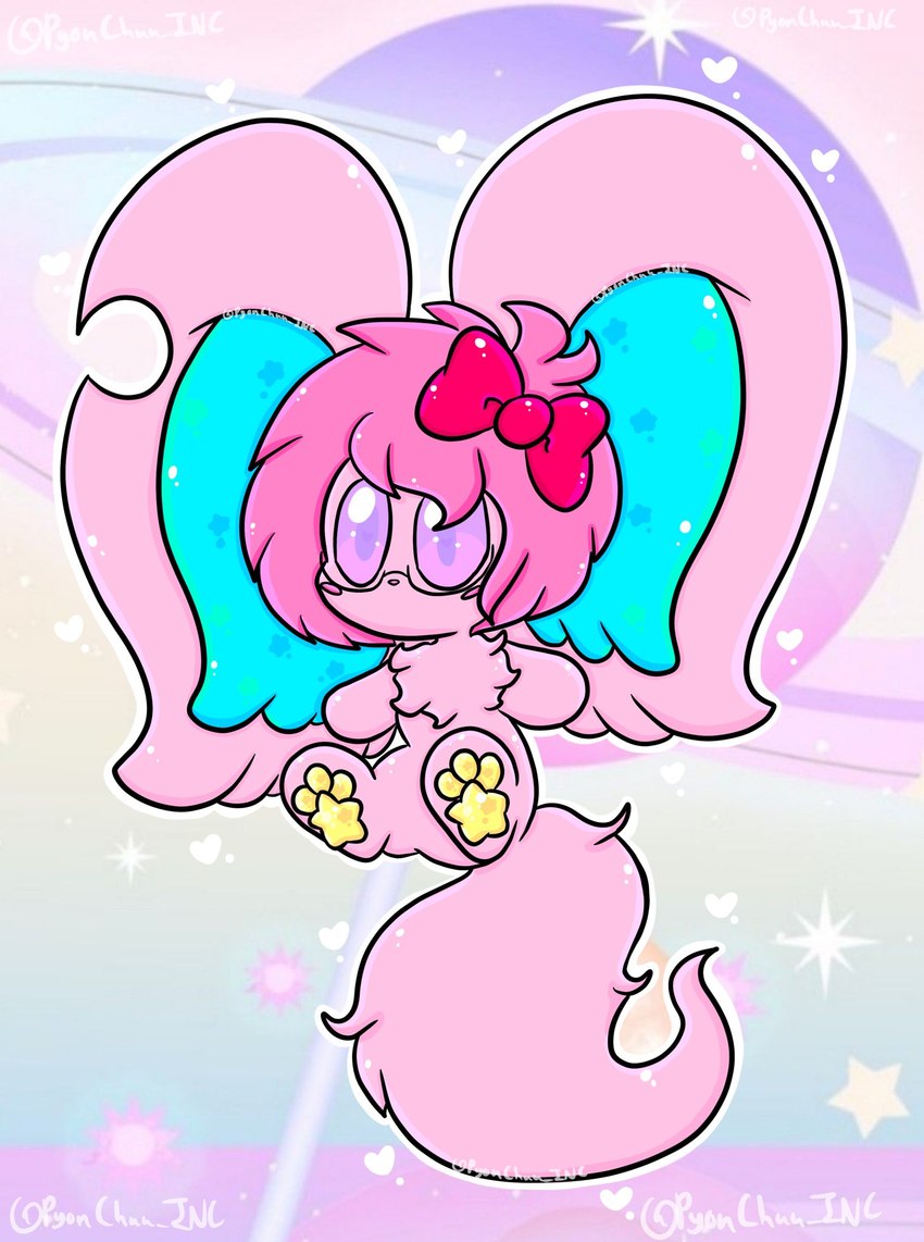 accessory anthro bow_ribbon female hair hair_accessory hair_bow hair_ribbon mouthless notched_ear paws pink_body pink_hair purple_eyes ribbons solo tail lewdchuu_(artist) kirby_(series) nintendo pyon_(lewdchuu) chinchilla chinchillid mammal rodent starling_(kirby) hi_res