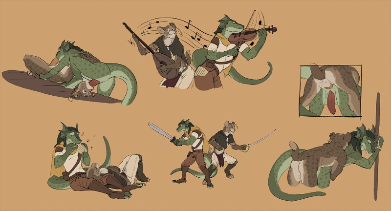 arvie dreadmaw and fekkri talot (dungeons and dragons and etc) created by fuzzamorous