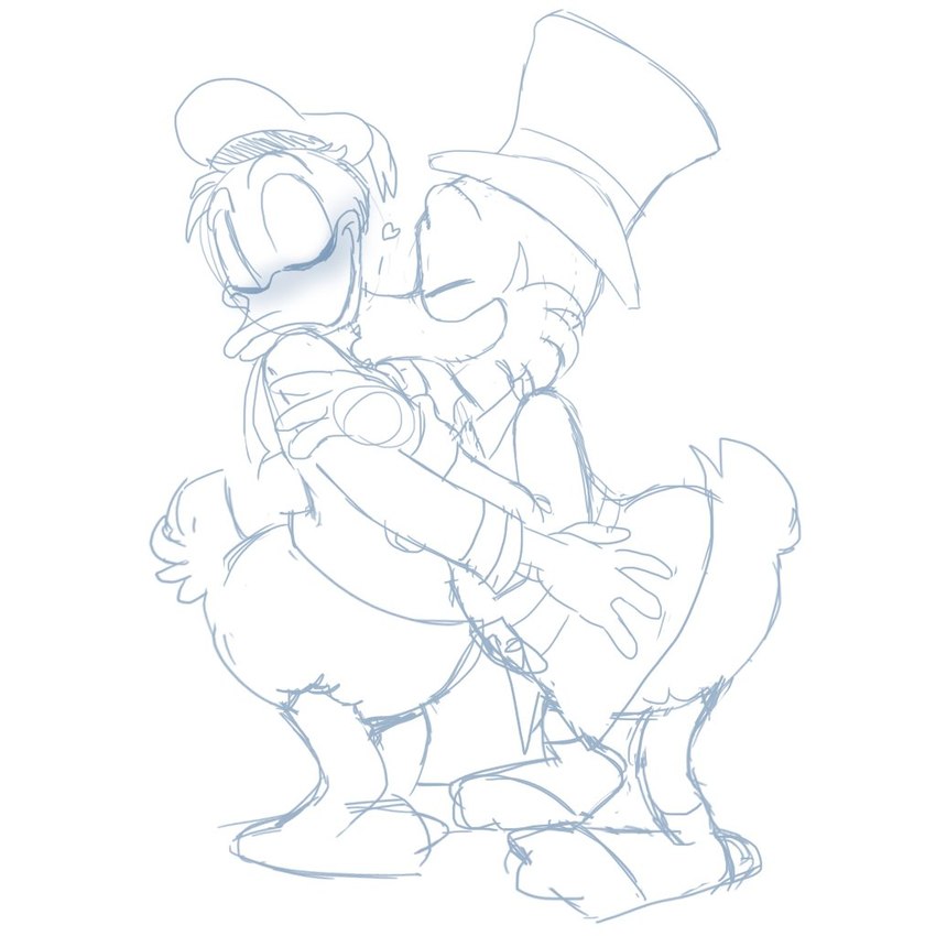 anthro blush clothed clothing duo eyes_closed hat headgear headwear hearts_around_head hug kissing_neck male male/male igotdragons disney ducktales ducktales_(2017) donald_duck scrooge_mcduck anatid anseriform avian bird duck 1:1 incest_(lore) nephew_(lore) uncle_(lore) uncle_and_nephew_(lore)