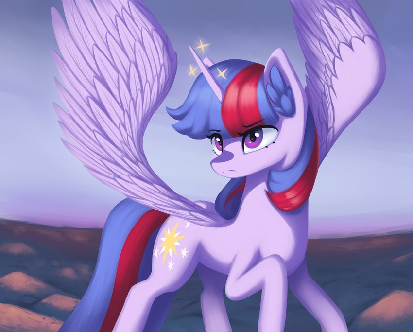 cutie_mark feathers female feral hair horn multicolored_hair purple_body purple_feathers solo two_tone_hair wings mrscroup friendship_is_magic hasbro my_little_pony mythology twilight_sparkle_(mlp) equid equine mammal mythological_creature mythological_equine winged_unicorn hi_res