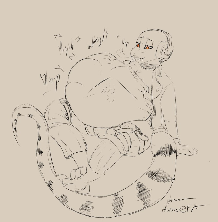 anthro belly bulge digestion electronics headphones male male_anthro relaxing struggling stuffing vore hunner reptile scalie snake absurd_res digital_media_(artwork) hi_res