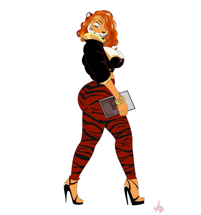 anthro big_breasts big_butt breasts butt butt_pose clothing female footwear high_heels leggings legwear pose shoes solo panthra78 blacksad felid humanoid mammal pantherine tiger absurd_res hi_res