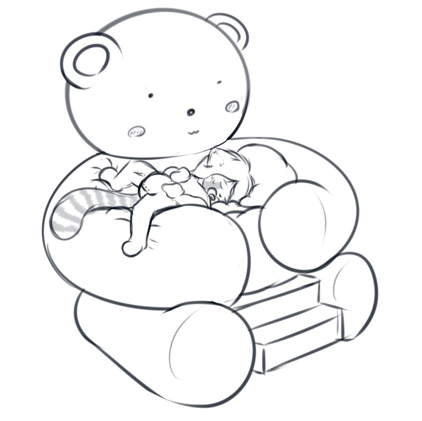 :3 ambiguous_gender baby bear_plushie big_plushie blush blush_lines clean_diaper clothed clothing diaper diaper_under_clothing diaper_under_onesie dot_eyes eyes_closed hair hand_on_belly head_turned_sideways lying lying_on_object no_eyebrows object_in_mouth on_back on_plushie onesie pacifier pacifier_in_mouth plushie raccoon_tail round_ears short_ears sleeping solo spread_legs spreading stairs thin_eyebrows wearing_diaper young young_ambiguous young_humanoid ludis-luteo animal_humanoid humanoid 2014 digital_drawing_(artwork) digital_media_(artwork) monochrome sketch