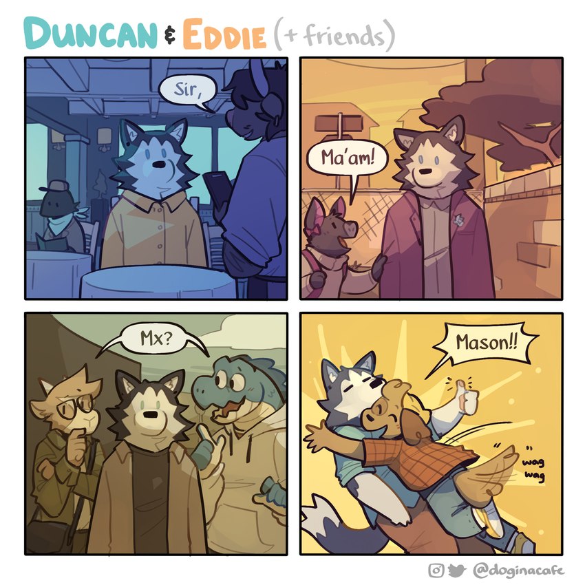 duncan, eddie, kip, and mason created by doginacafe