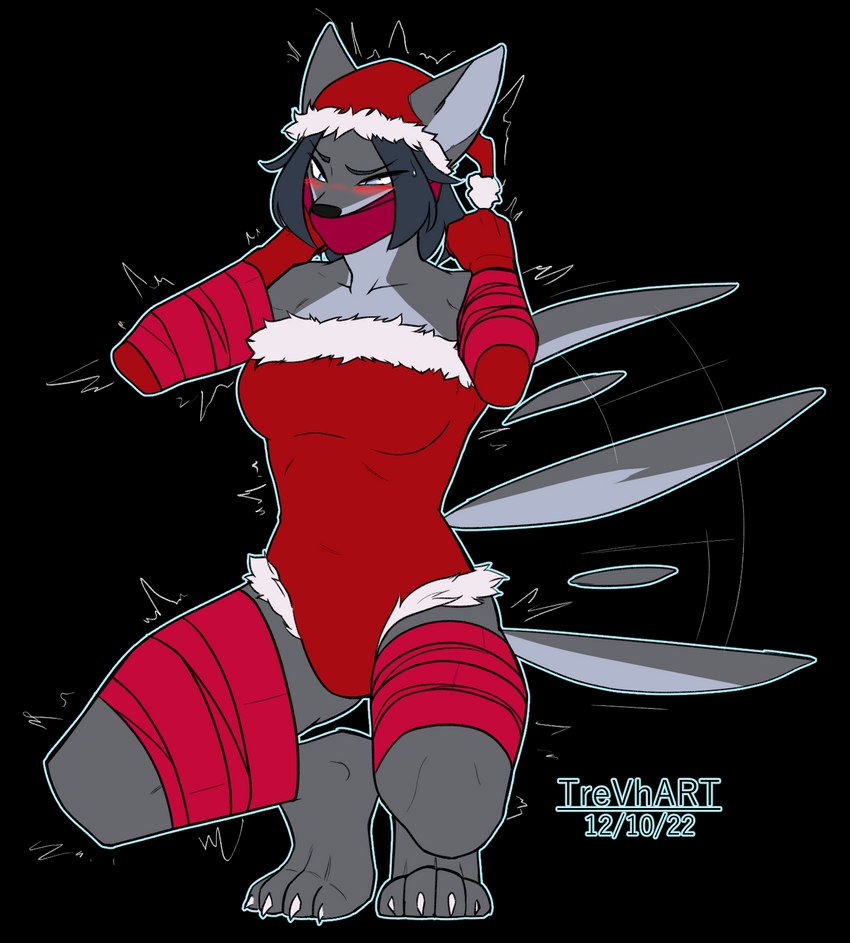 anthro arms_tied bdsm bitchsuit blush bondage bondage_gear bound breasts chicken-wing_tied christmas_outfit claws clothing female frogtied gag gloves handwear holidays legs_tied paws shaking simple_background solo tail tail_motion tailwag tape tape_gag transparent_background trembling trevhart christmas santa_claus canid canine canis mammal wolf alpha_channel hi_res