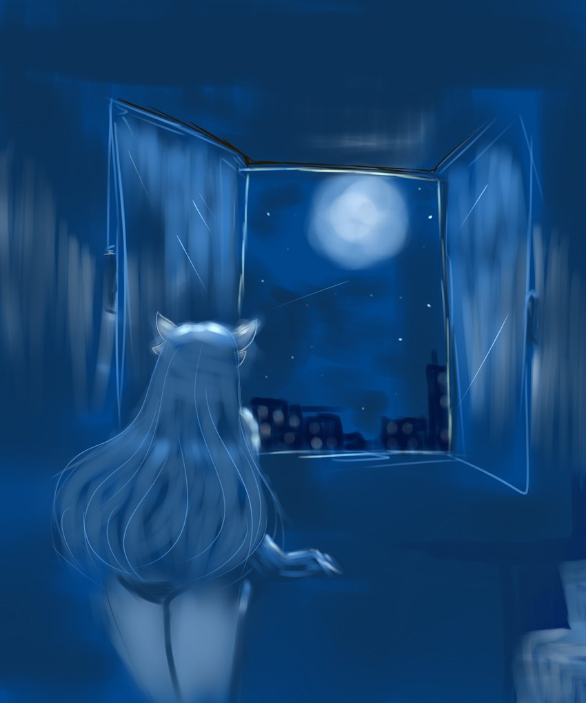 3_fingers balcony female fingers hair light long_hair moon moonlight night not_furry open_window rear_view solo renv nintendo pokemon luna_the_gardevoir gardevoir generation_3_pokemon humanoid pokemon_(species) shiny_pokemon 2023 5:6 absurd_res hi_res signature