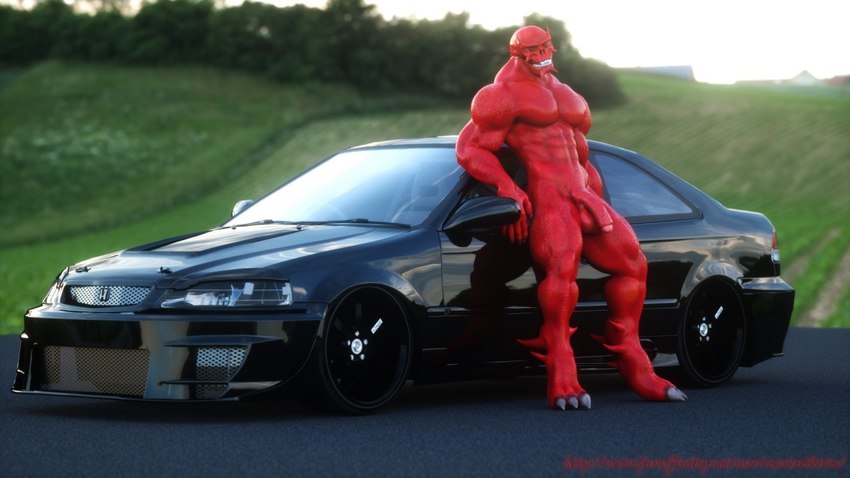 3_toes 5_fingers balls car claws feet fingers genitals glans male muscular muscular_male nude penis pink_glans red_balls red_penis solo toe_claws toes vehicle reaver2kl4u honda honda_civic reaver demon humanoid 16:9 3d_(artwork) digital_media_(artwork) widescreen