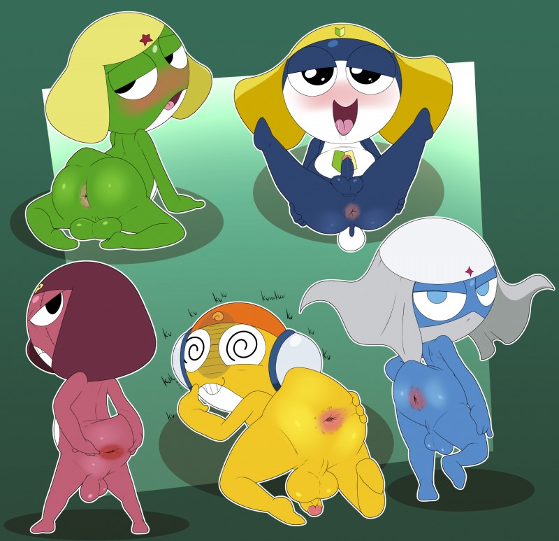 anus backsack balls blush butt flaccid gaping gaping_anus genitals looking_at_viewer looking_back male penis presenting presenting_anus solo spreading young jerseydevil sgt._frog dororo_(sgt._frog) giroro keroro kururu tamama alien amphibian keronian tadpole absurd_res hi_res multiple_images