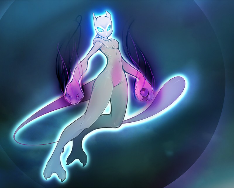 ambiguous_gender anthro aura biped floating glowing glowing_eyes glowing_hands solo tail tsampikos nintendo pokemon felid generation_1_pokemon legendary_pokemon mammal mewtwo pokemon_(species) 2010 digital_media_(artwork) shaded