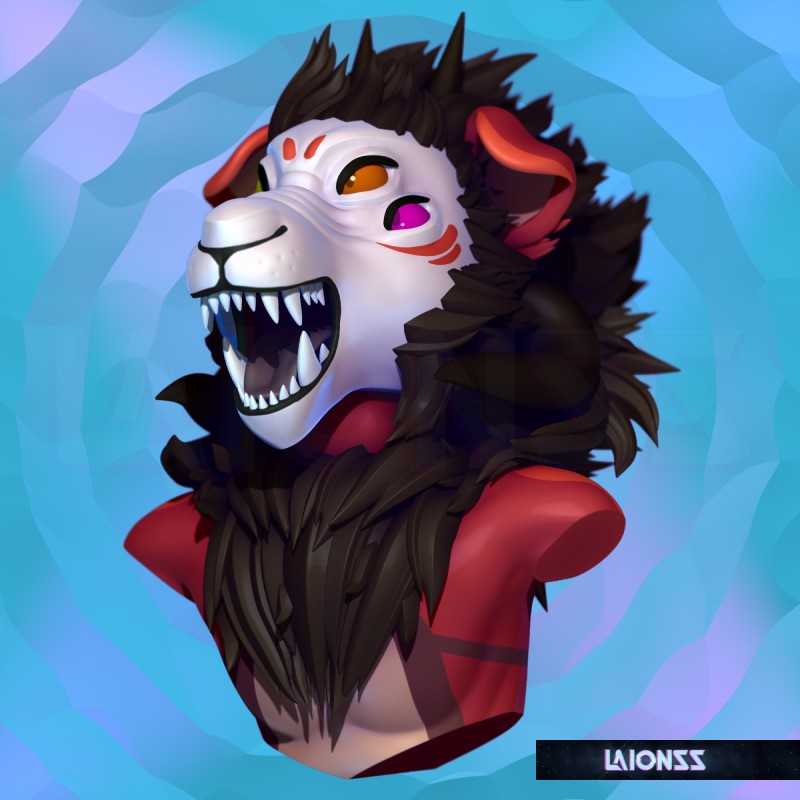 anthro fur hair male simple_background solo teeth tongue laionss mammal 1:1 2017 3d_(artwork) bust_portrait digital_media_(artwork) hi_res portrait