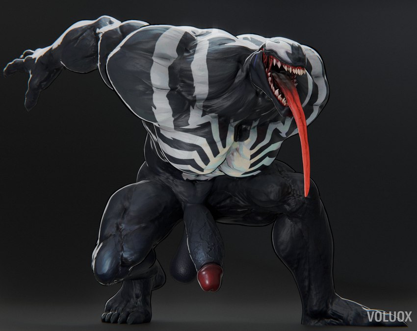 balls big_balls big_muscles big_penis black_body emblem empty_eyes erection front_view genitals humanoid_genitalia humanoid_penis long_tongue male muscular muscular_male not_furry nude open_mouth penis sharp_teeth solo teeth tongue tongue_out voluox marvel marvel_rivals venom_(marvel) alien alien_humanoid humanoid symbiote 3d_(artwork) blender_(artwork) digital_media_(artwork) hi_res