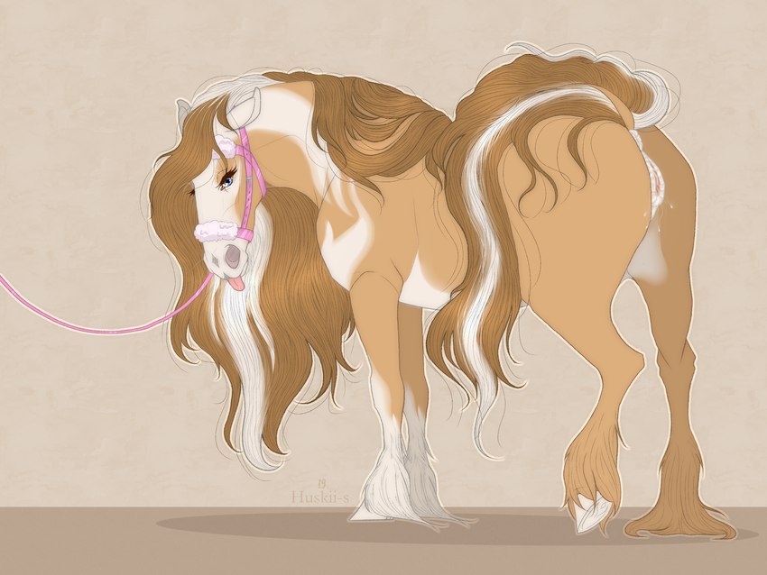 anatomically_correct anatomically_correct_genitalia anatomically_correct_pussy animal_genitalia animal_pussy anus bicolor blep blue_eyes bodily_fluids bridle butt dialogue equine_genitalia equine_pussy female feral fur genital_fluids genitals hair harness hooves looking_at_viewer mane multicolored_body multicolored_fur multicolored_hair nipples nude pink_harness presenting presenting_anus presenting_hindquarters presenting_pussy pussy raised_hoof raised_tail reins simple_background solo tack tail text tongue tongue_out two_tone_body two_tone_fur two_tone_hair huskii-s savannah_(3lude) equid equine horse mammal 2019 4:3 digital_drawing_(artwork) digital_media_(artwork) english_text hi_res