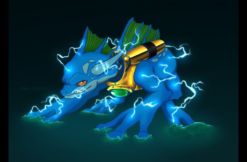 blue_background blue_body blue_horn breath_powers electric electricity electricity_breathing electricity_manipulation elemental_manipulation feral gold_(metal) horn male red_eyes red_sclera scuba_gear scuba_tank sharp_teeth showing_teeth simple_background slime solo teeth water 12blueflames activision mythology skylanders zap_(skylanders) aquatic_dragon dragon marine mythological_creature mythological_scalie scalie 2018 absurd_res colored digital_media_(artwork) hi_res shaded