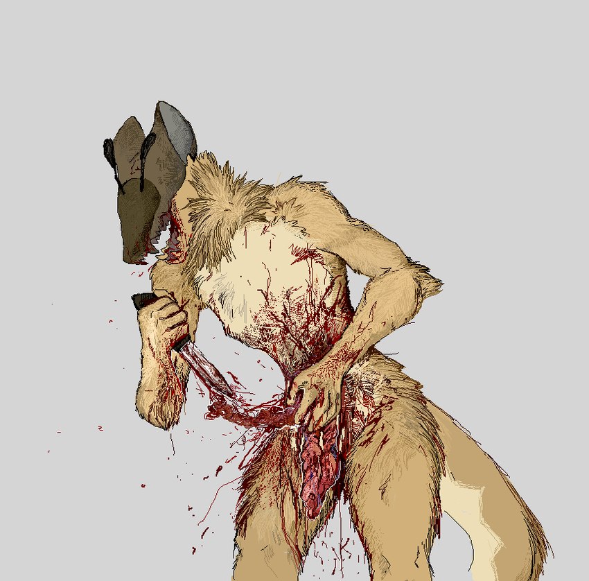 anthro blood bodily_fluids brown_body fur gore guts hair intestines male organs self-harm simple_background solo tail jeffusherb johmn clodespin_(species) mammal digital_media_(artwork) pixel_(artwork)