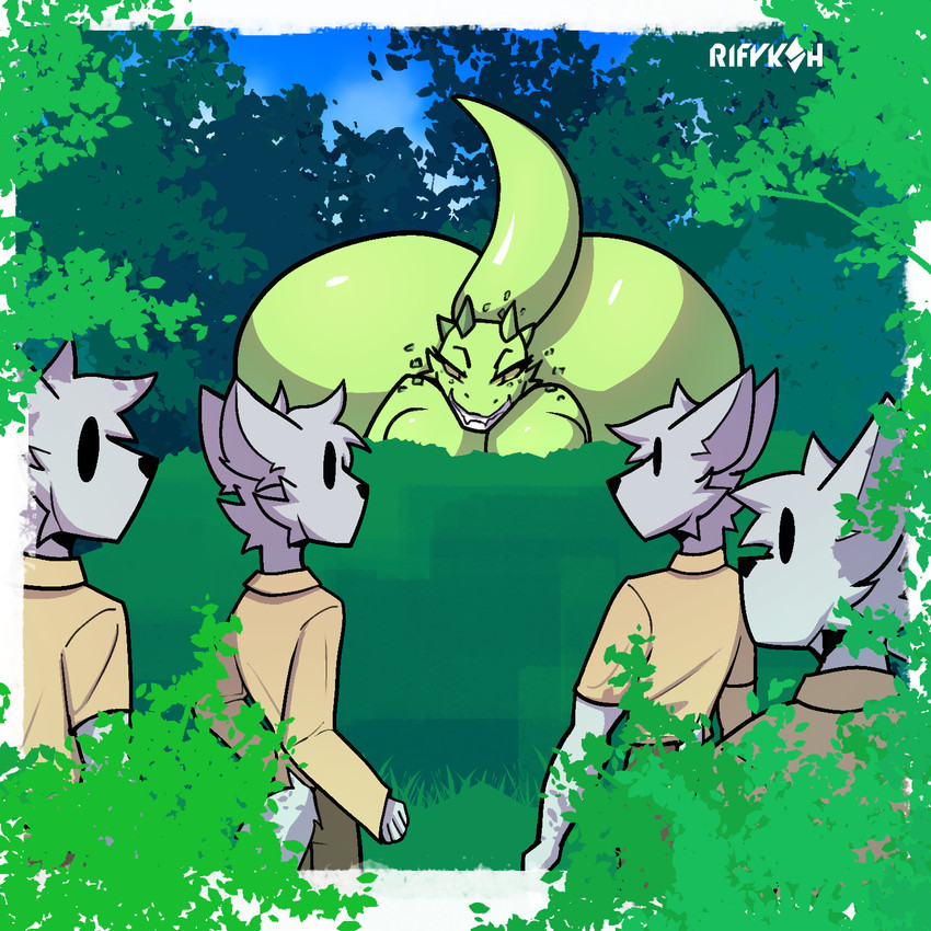 anthro big_butt bottom_heavy bottomwear breasts butt clothed clothed_anthro clothed_male clothing evil_face evil_grin female female_anthro forest freckled_butt freckled_face freckled_shoulders freckled_tail freckles glistening glistening_breasts glistening_butt glistening_tail group head_spikes huge_butt hyper hyper_butt imminent_death imminent_vore jungle looking_at_another male male_anthro nude nude_anthro nude_female plant sharp_teeth shrub smile spikes spikes_(anatomy) tail teeth topwear tree rifykoh vipra_(englishweasel) lizard reptile scalie 1:1 digital_drawing_(artwork) digital_media_(artwork) hi_res signature