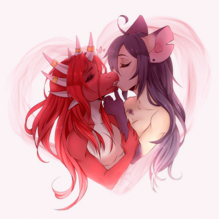 anthro big_ears blush dominant dominant_female duo female female/female first_kiss french_kissing gentle_femdom hair holidays horn kissing long_hair love making_out ring_(jewelry) submissive submissive_female tongue hugyourzombie mythology evellyn dragon mammal mouse murid murine mythological_creature mythological_scalie rodent scalie 1:1 hi_res