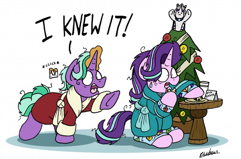 bathrobe caught_in_the_act clothing cookie duo eating female food holidays horn humor male plant robe tree bobthedalek christmas friendship_is_magic hasbro my_little_pony mythology firelight_(mlp) starlight_glimmer_(mlp) equid equine mammal mythological_creature mythological_equine unicorn 2018 absurd_res hi_res daughter_(lore) father_(lore) father_and_child_(lore) father_and_daughter_(lore) parent_(lore) parent_and_child_(lore) parent_and_daughter_(lore)