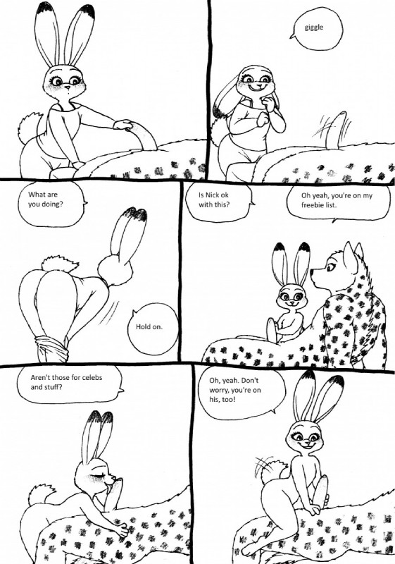 animal_genitalia anthro blush butt clothing cunnilingus dialogue duo female flat_chested genitals infidelity licking nude oral pseudo-penis pseudo-penis_lick sex text tongue tongue_out undressing vaginal bernielover disney zootopia becca_(bernielover) fan_character judy_hopps hyena lagomorph leporid mammal rabbit spotted_hyena comic english_text hi_res monochrome