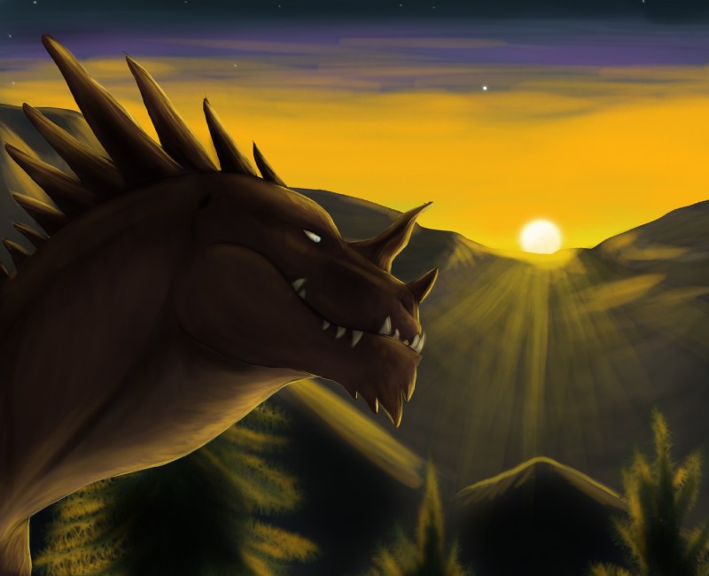 ambiguous_gender feral mountain outside plant sky snarfalarkus solo sun tree runicnature blizzard_entertainment mythology warcraft dragon mythological_creature mythological_scalie scalie 2013 hi_res