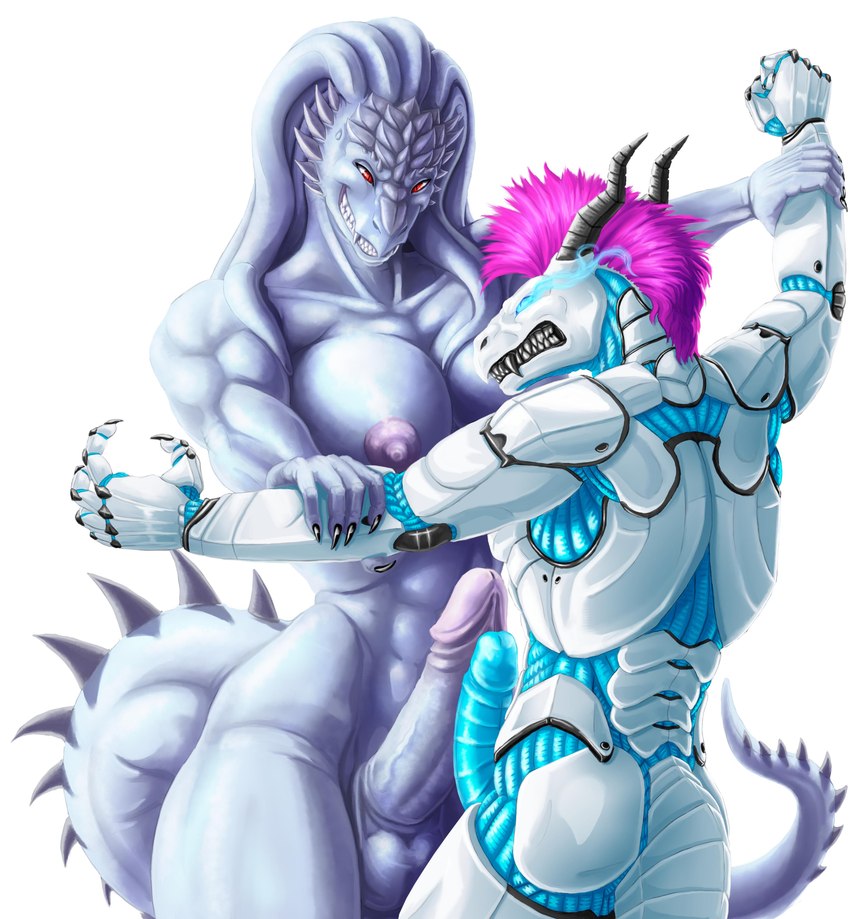 anthro balls breasts duo frottage genitals gynomorph gynomorph/male horn humanoid_genitalia humanoid_penis intersex intersex/male machine male mohawk muscular penile penis sex size_difference tail muddytiger mythology myrxa rangstrom dragon mythological_creature mythological_scalie reptile robot scalie warforged absurd_res hi_res