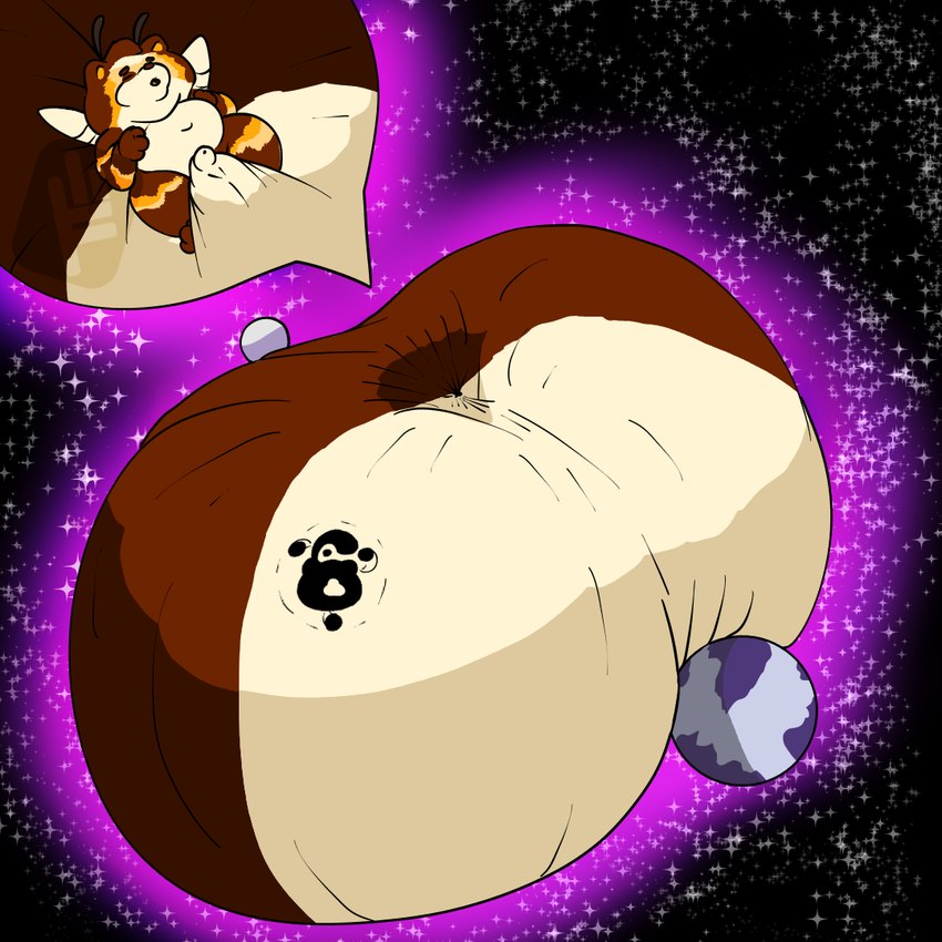 animal_genitalia antennae_(anatomy) anthro balls balls_expansion belly big_balls brown_body brown_fur cosmic_background curse disproportionate_genitalia expansion fully_sheathed fur genital_expansion genitals giga growth hair huge_balls hyper hyper_balls hyper_genitalia macro male micropenis moon nude overweight overweight_anthro overweight_male penis planet planet_dwarfing purple_aura sheath simple_background small_penis solo starry_background tattoo terra_hyper terra_macro wings yellow_body fujiyama_samoyed asian_mythology east_asian_mythology japanese_mythology mythology no_nut_november bumble_beans_(fujiyamasamoyed) arthropod bee canid canine hybrid hymenopteran insect mammal raccoon_dog tanuki 1:1 meme watermark