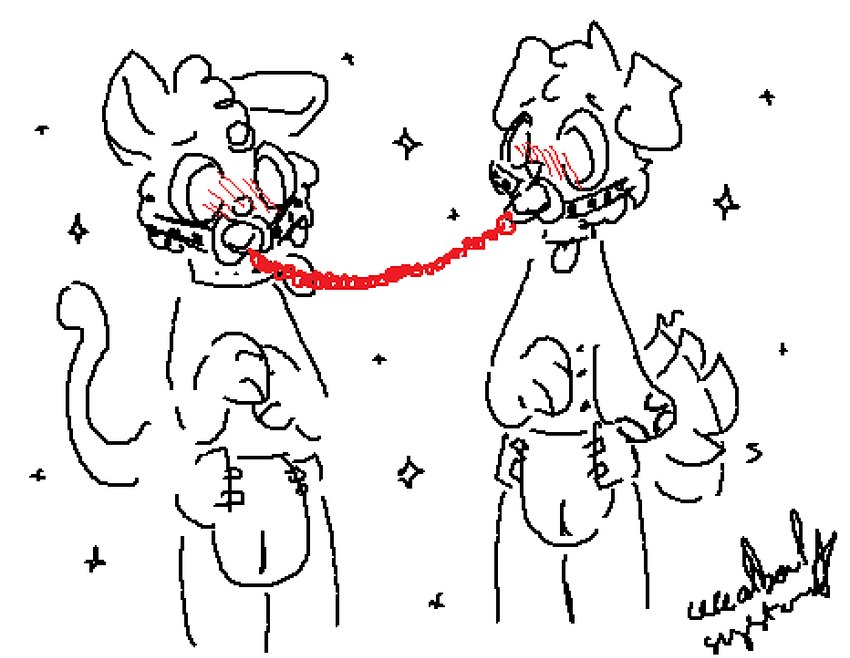 ageplay ambiguous_gender anthro blush blush_lines cheek_tuft clean_diaper clothed clothing collar collar_tag diaper duo facial_tuft floppy_ears gag infantilism nipples object_in_mouth pacifier pacifier_gag pacifier_in_mouth pacifier_leash pawpads roleplay sparkles tail tail_motion tailwag tuft wearing_diaper cerealbowlsystem jaffa_cake_(cerealbowlsystem) canid canine canis domestic_cat domestic_dog felid feline felis mammal