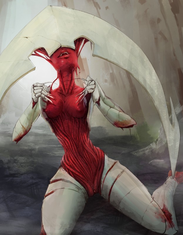 breasts clitoris eyeless female genitals nipples not_furry open_mouth pussy sitting skinless solo teeth feyhearts hasbro magic:_the_gathering wizards_of_the_coast elesh_norn alien humanoid monster monstrous_humanoid phyrexian 2015 hi_res